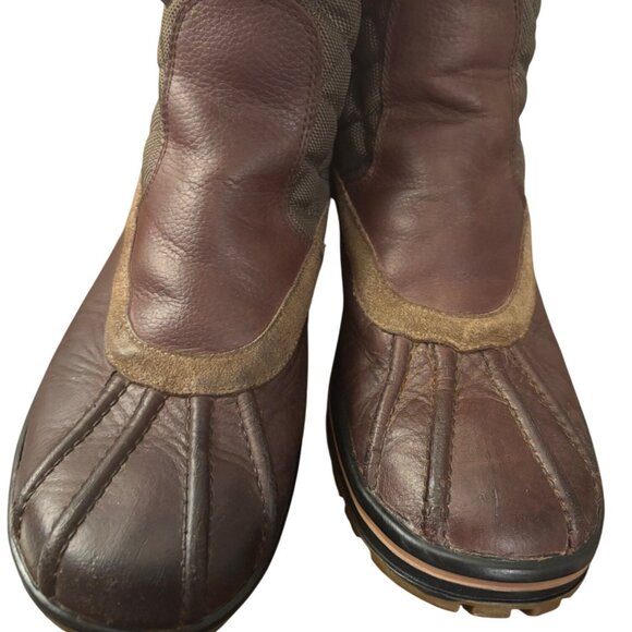 Pajar Womens Quilted Brown Leather & Suede Duck Boots With Side Zipper Closure - Picture 6 of 13